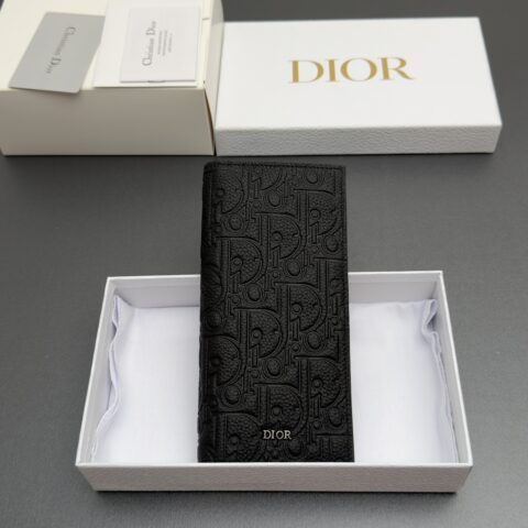DIOR 男士长款双折钱包系列 型号:H 002 印花黑牛皮