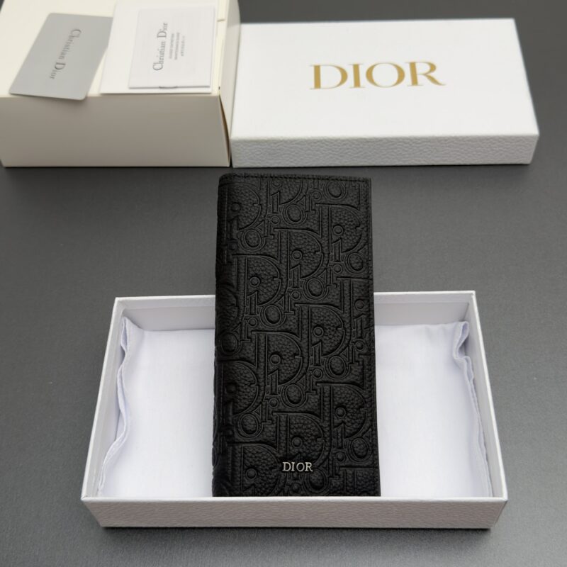 DIOR 男士长款双折钱包系列 型号:H 002 印花黑牛皮