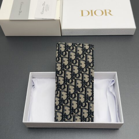 DIOR 男士长款双折钱包系列 型号:H 002 提花蓝/牛皮