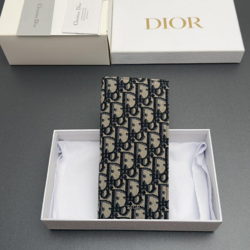 DIOR 男士长款双折钱包系列 型号:H 002 提花蓝/牛皮