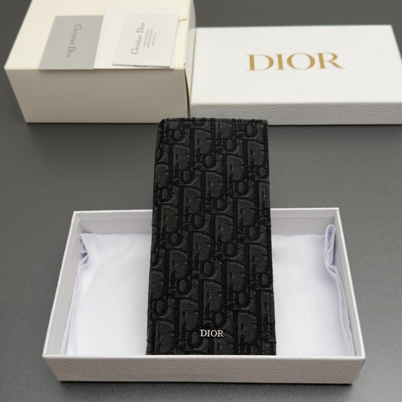 DIOR 男士长款双折钱包系列 型号：H 002 提花黑/牛皮