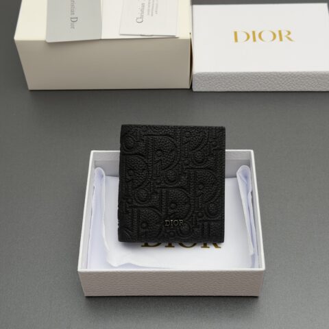 DIOR 男士双折钱包系列 型号:H 072 印花黑牛皮
