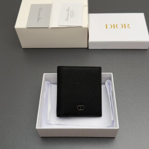 DIOR 男士双折钱包系列 型号:H 072 粒面黑牛皮