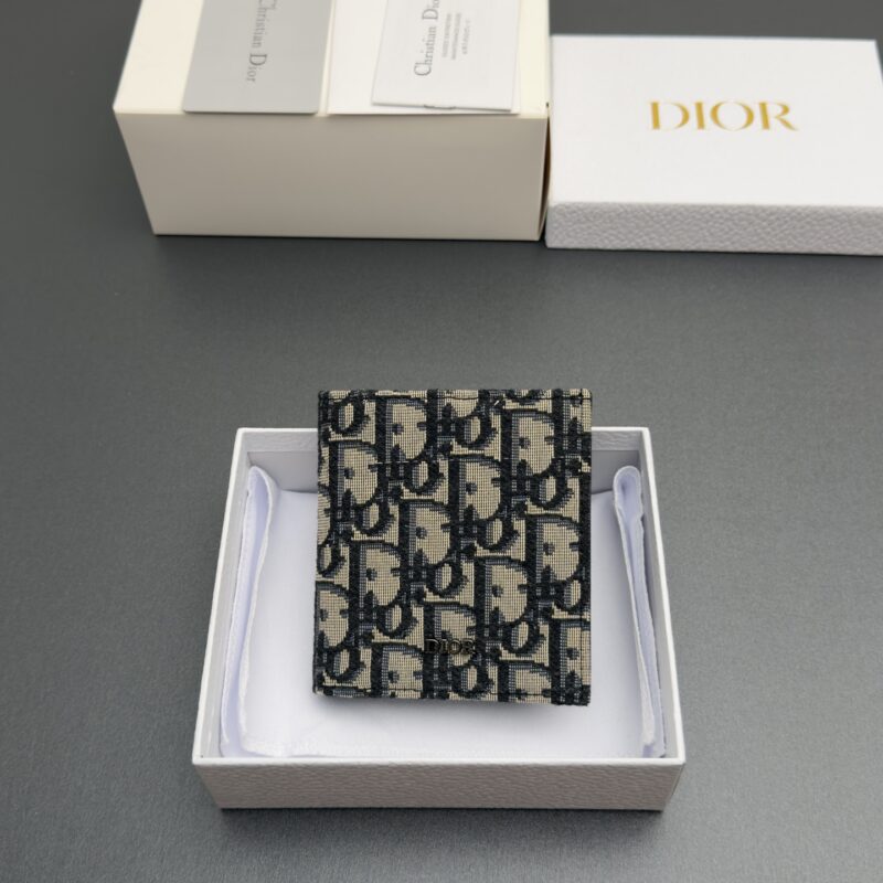 DIOR 男士双折钱包系列 型号:H 072 提花蓝/牛皮