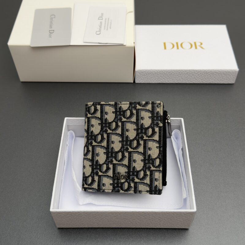 DIOR 男士双折钱包系列 型号:H 339 提花蓝/牛皮