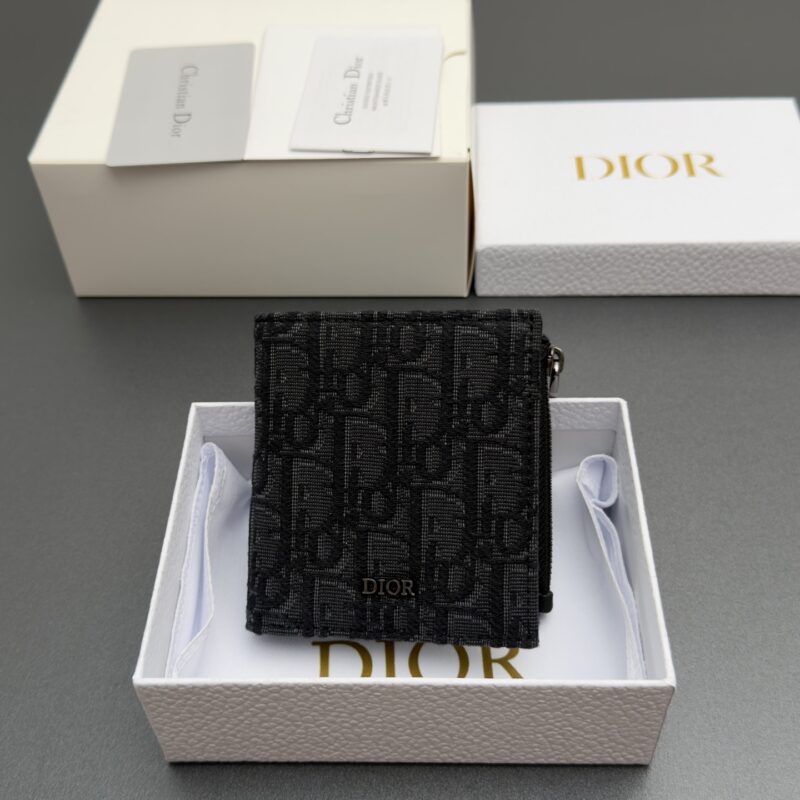 DIOR 男士双折钱包系列 型号:H 339 提花黑/牛皮