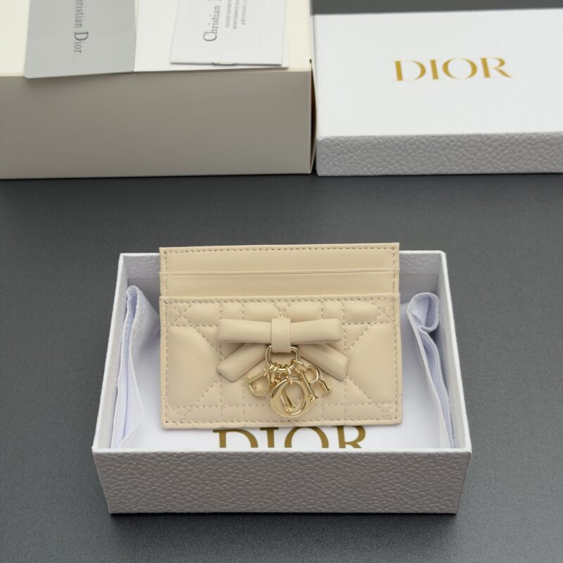 DIOR Lady  Freesia卡夹系列 型号：S2604   粉笔/米白腾格纹/羊皮