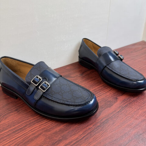 GUCCI 新款男士皮革乐福鞋 货号:406917 蓝色