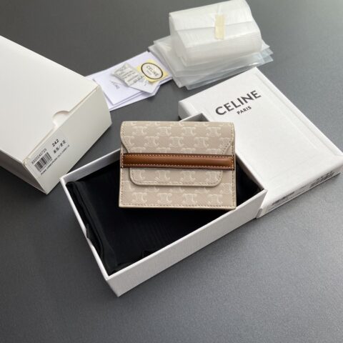 CELINE TRIOMPHE标志印花卡包名片包 编号:10E242BZ904.LU 242米灰/老花