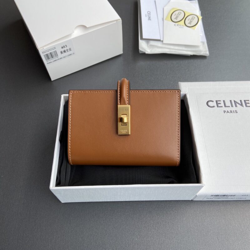 CELINE TRIOMPHE16亮泽牛皮革錢包 编号:10M483CQ7.04LU483 483  黃褐色全皮