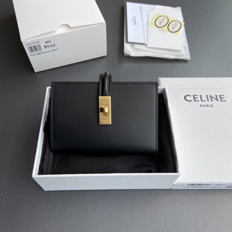 CELINE TRIOMPHE16亮泽牛皮革錢包 编号:10M483CQ7.04LU483 483 黑色全皮