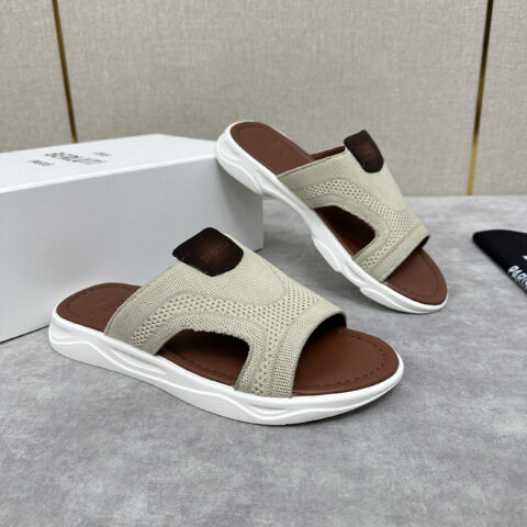 BERLUTI Shadow 针织与皮革拖鞋