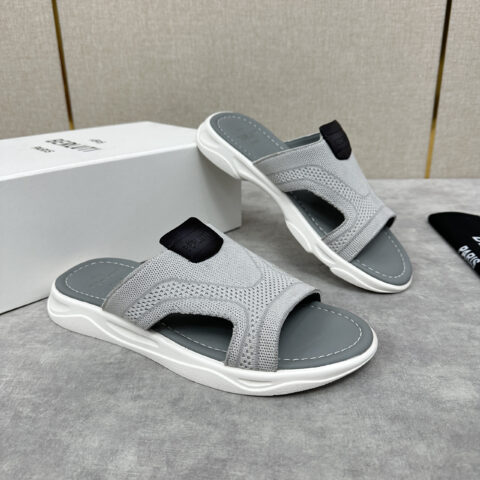 BERLUTI Shadow 针织与皮革拖鞋