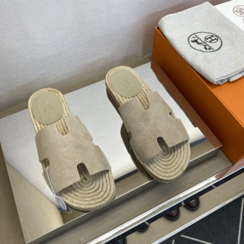 HERMES 男士皮底拖鞋