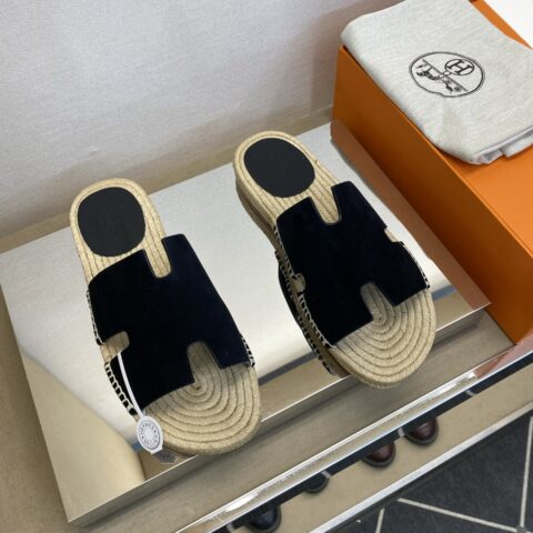 HERMES 男士皮底拖鞋