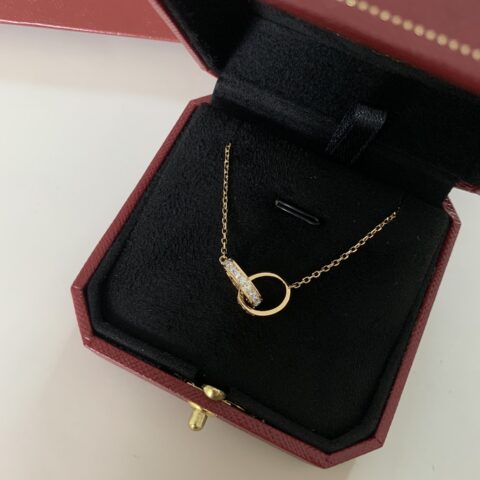 Cartier 卡地亚带钻双环项链
