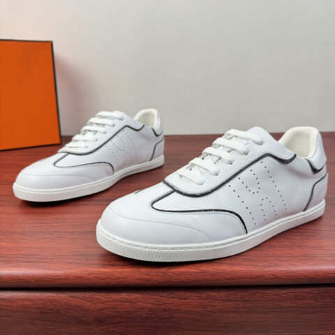 HERMES Join系列男士撞色拼接运动鞋 货号:221987拼色 白黑
