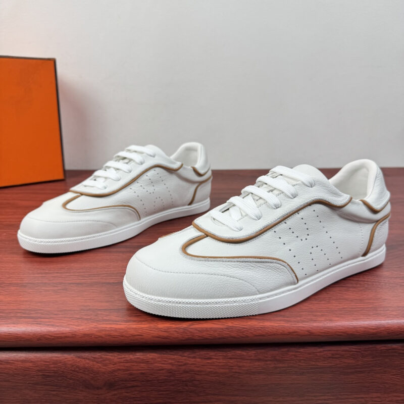 HERMES  Join系列男士撞色拼接运动鞋 货号：221987拼色 米棕