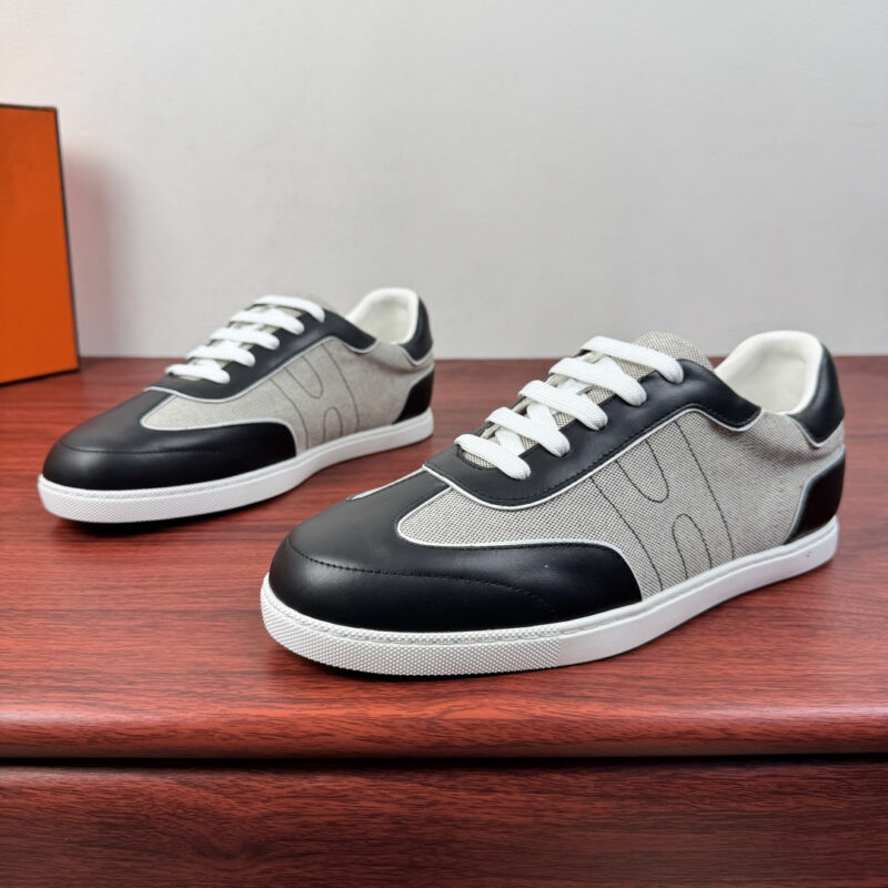 HERMES Join系列男士撞色拼接运动鞋 货号:221987皮布 黑灰