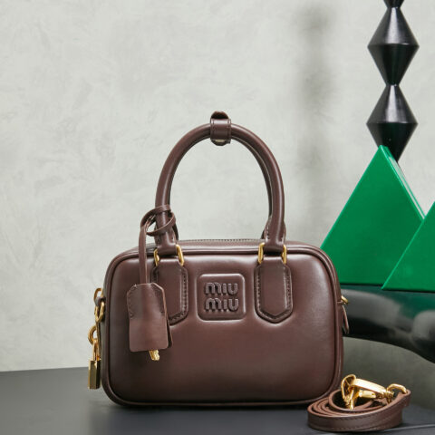 MIUMIU 新品too pretty保龄球手袋 5BB123 石楠木