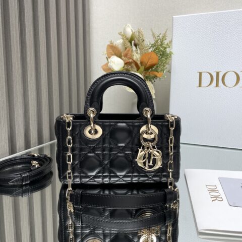DIOR 全新Lady D−Joy包包 型号:0910 迷你黑色小羊皮
