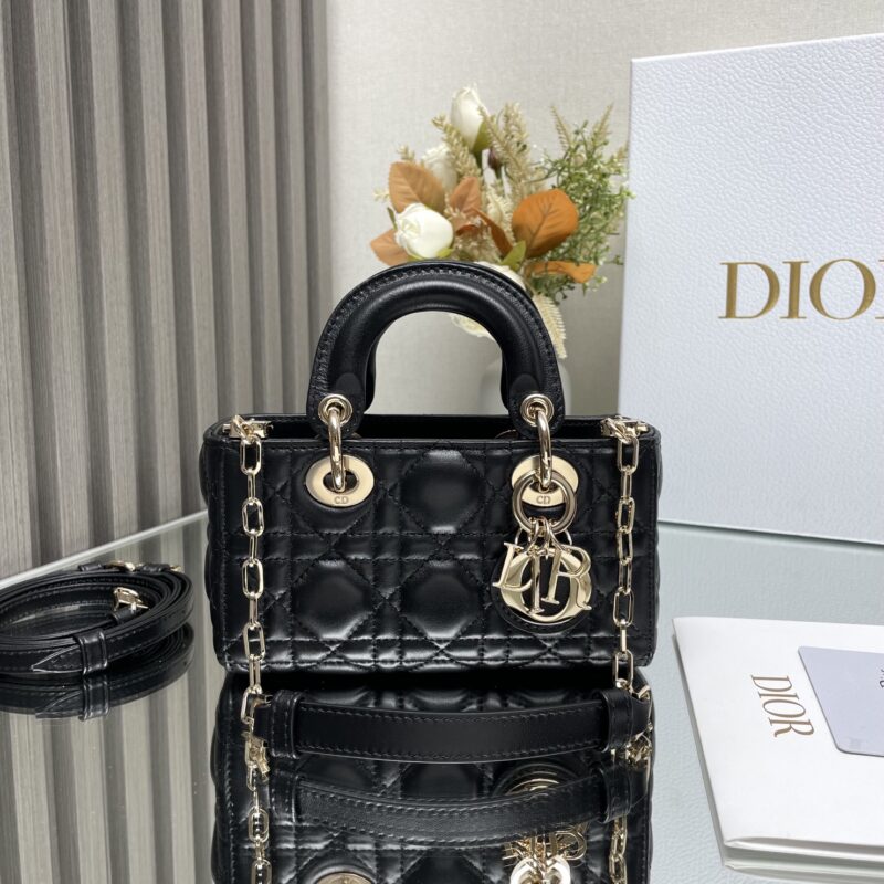 DIOR 全新Lady D−Joy包包 型号:0910 迷你黑色小羊皮