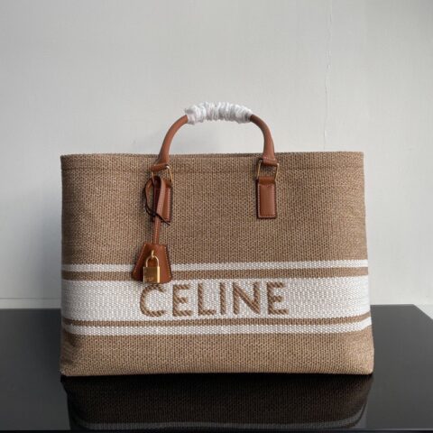CELINE CABAS 横款羊毛纺织和小牛皮购物袋 型号:190062