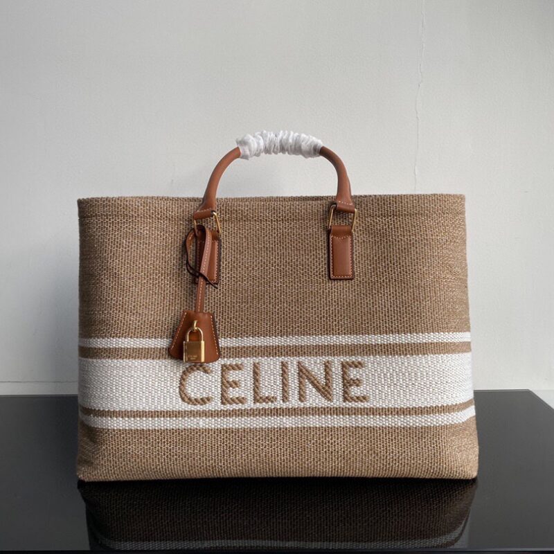 CELINE CABAS 横款羊毛纺织和小牛皮购物袋 型号:190062