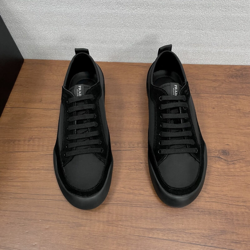 PRADA Speedrock 男士尼龙与绒面皮革运动鞋