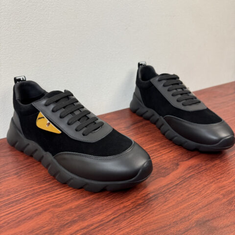 FENDI 男士撞色皮革休闲运动鞋