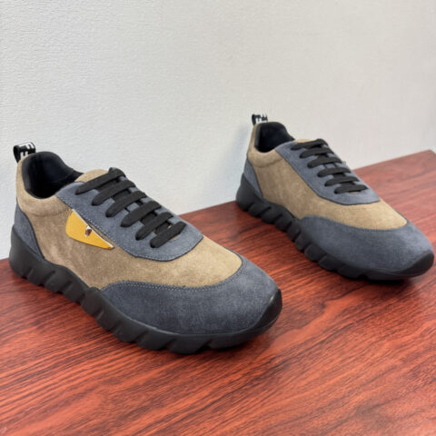 FENDI 男士撞色皮革休闲运动鞋