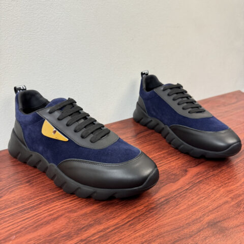 FENDI 男士撞色皮革休闲运动鞋
