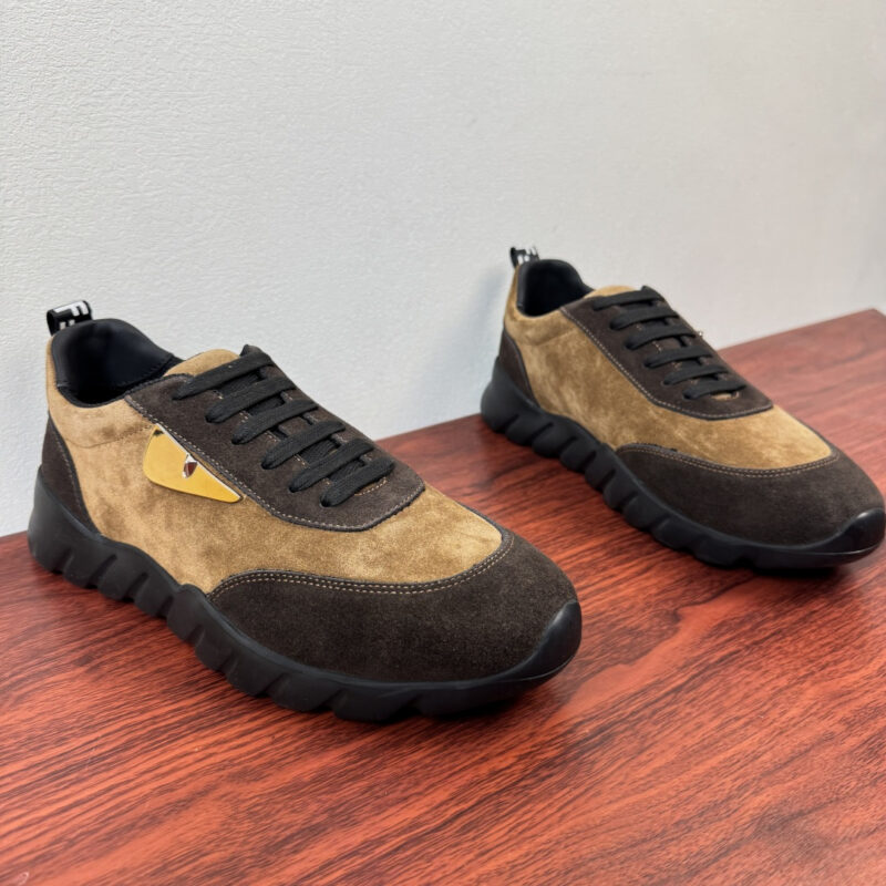FENDI 男士撞色皮革休闲运动鞋