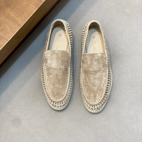Loro Piana 男款绒面一脚蹬休闲编织乐福鞋