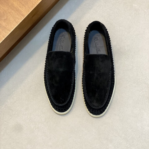Loro Piana 男款绒面一脚蹬休闲编织乐福鞋