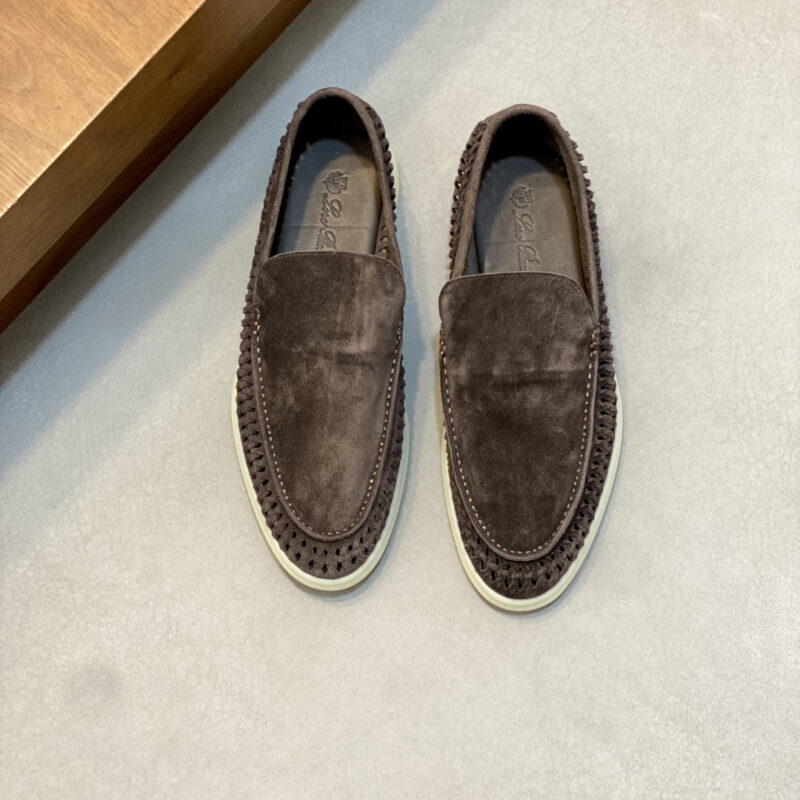 Loro Piana 男款绒面一脚蹬休闲编织乐福鞋