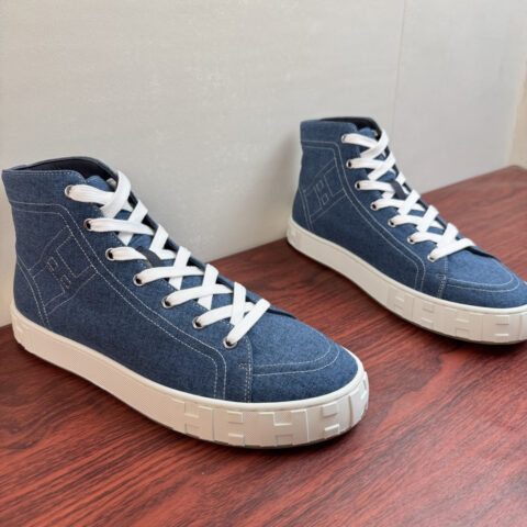 HERMES Maxi系列中邦帆布鞋 货号：H261859 蓝色