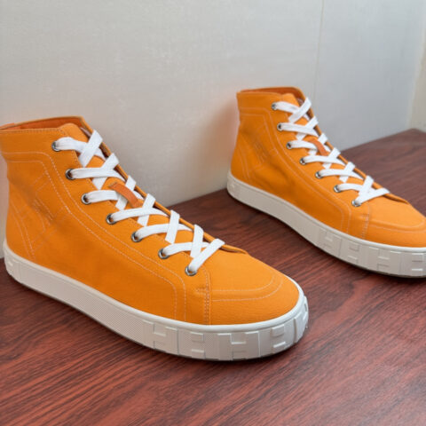 HERMES Maxi系列中邦帆布鞋 货号：H261859 橘色