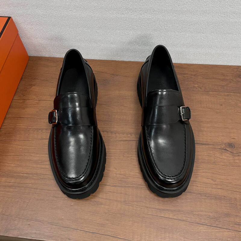 HERMES Maxime男士乐福鞋 货号:H261976 黑牛皮