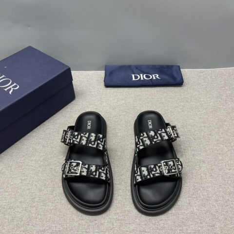 DIOR 老花双扣拖鞋