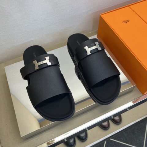 HERMES 男士真皮拖鞋