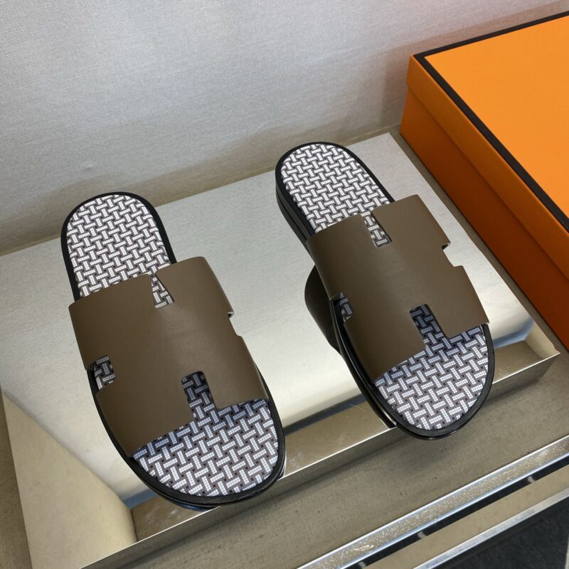 HERMES 男士真皮拖鞋