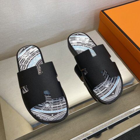 HERMES 男士真皮拖鞋