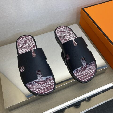 HERMES 男士真皮拖鞋