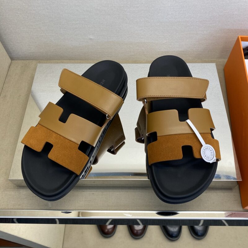 HERMES 男士真皮拖鞋