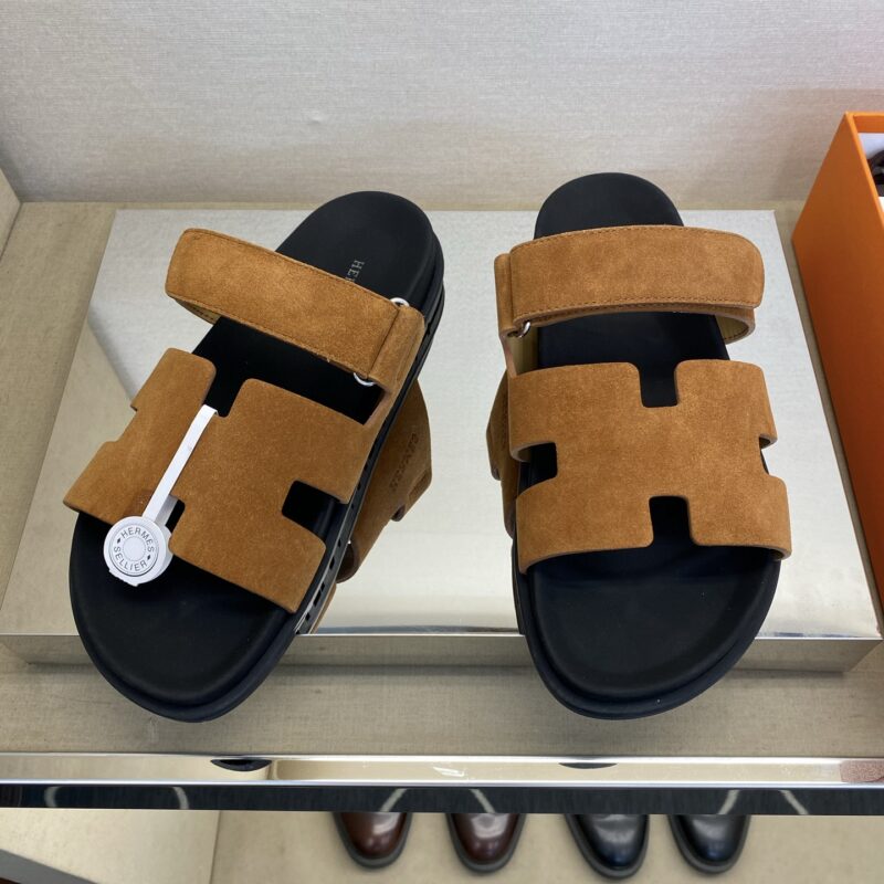 HERMES 男士真皮拖鞋