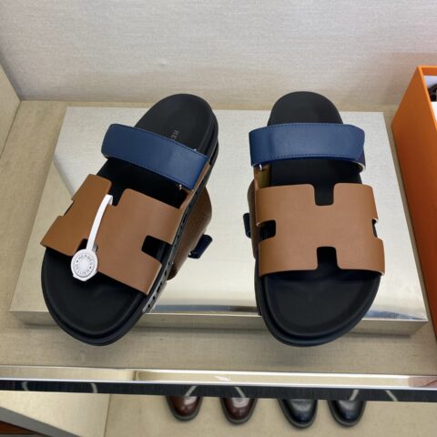 HERMES 男士真皮拖鞋