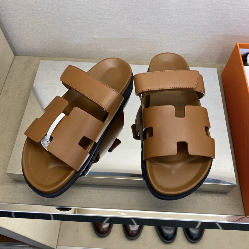 HERMES 男士真皮拖鞋