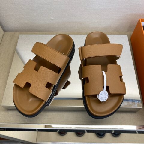 HERMES 男士真皮拖鞋