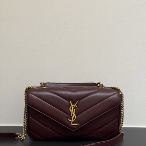 YSL 𝟮𝟲 新款𝗟𝗼𝘂𝗟𝗼𝘂手提包 型号：869461 酒红色